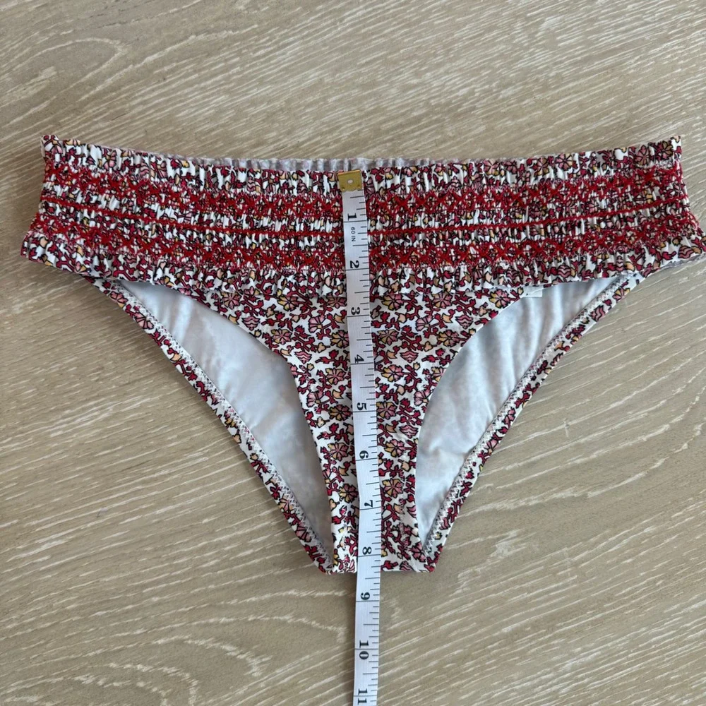 Tory Burch Costa Printed Hipster Bikini Bottom Wild Pansy Mini Red Floral XS NEW